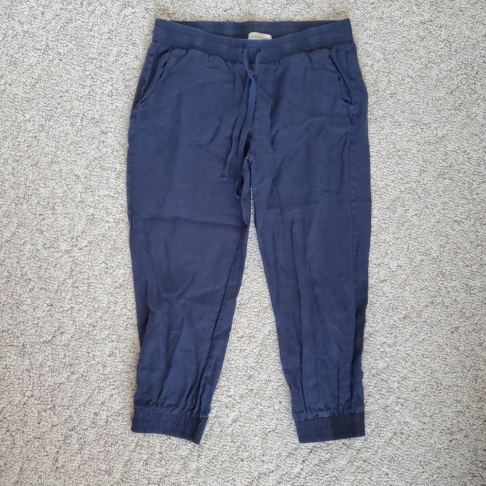 Cloth & Stone charcoal black 100% linen high waist joggers